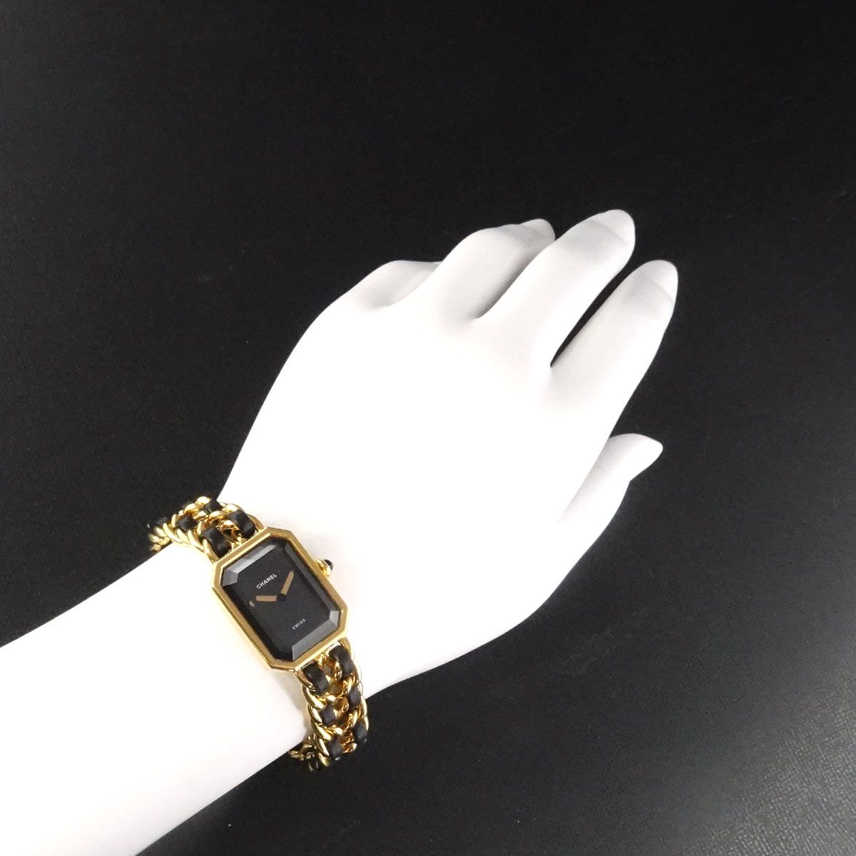 Chanel Premiere L Vintage Watch Black Gold — view 3