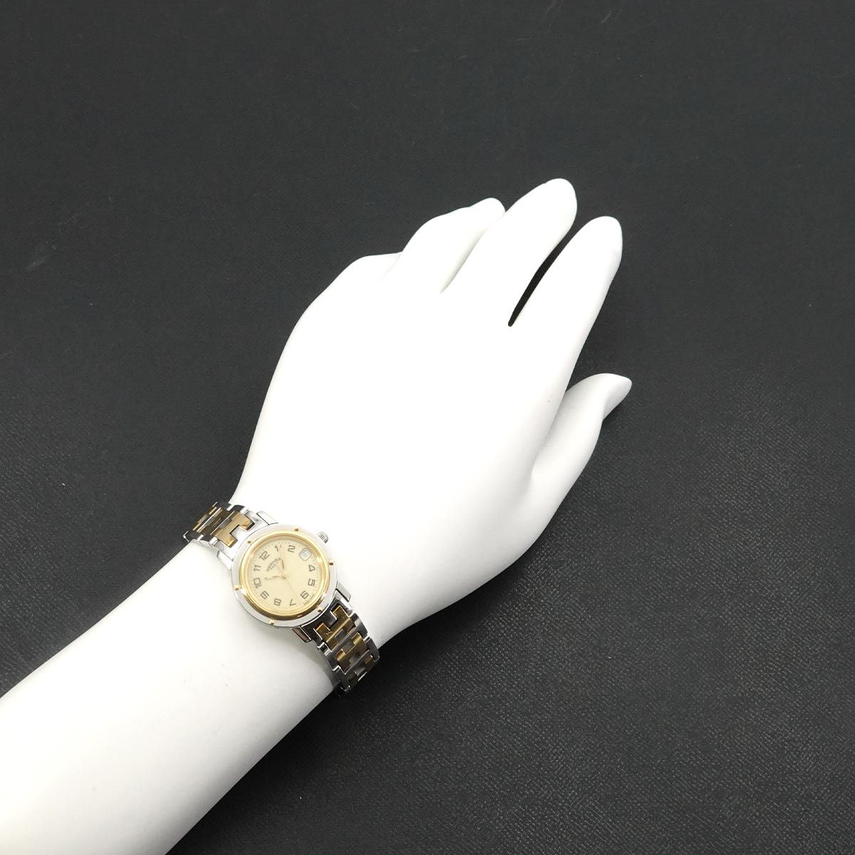 Hermes Clipper Cl4 220 Vintage Watch Date Ivory Quartz — view 3