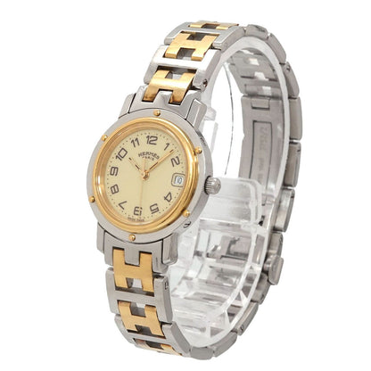 Hermes Clipper Cl4 220 Vintage Watch Date Ivory Quartz — view 2
