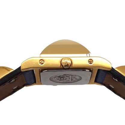 Hermes Medor Vintage Watch Pyramid Gold Studs White Leather Quartz — view 6