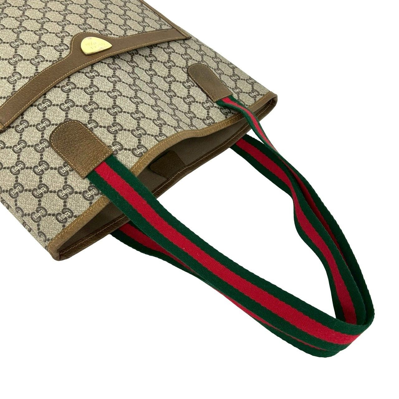 Gucci Vintage Sherry Line Plus Logo GG Pattern Leather Tote Brown — view 4