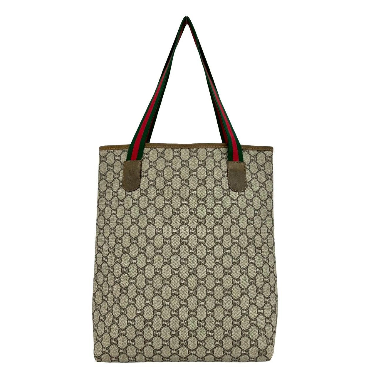 Gucci Vintage Sherry Line Plus Logo GG Pattern Leather Tote Brown — view 3