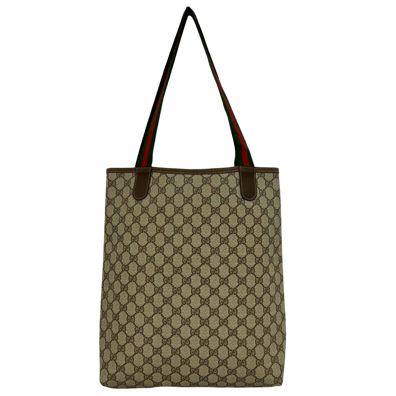 Gucci Vintage Sherry Line GG Logo Leather Tote Brown — view 3