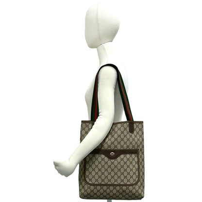 Gucci Vintage Sherry Line GG Logo Leather Tote Brown — view 2