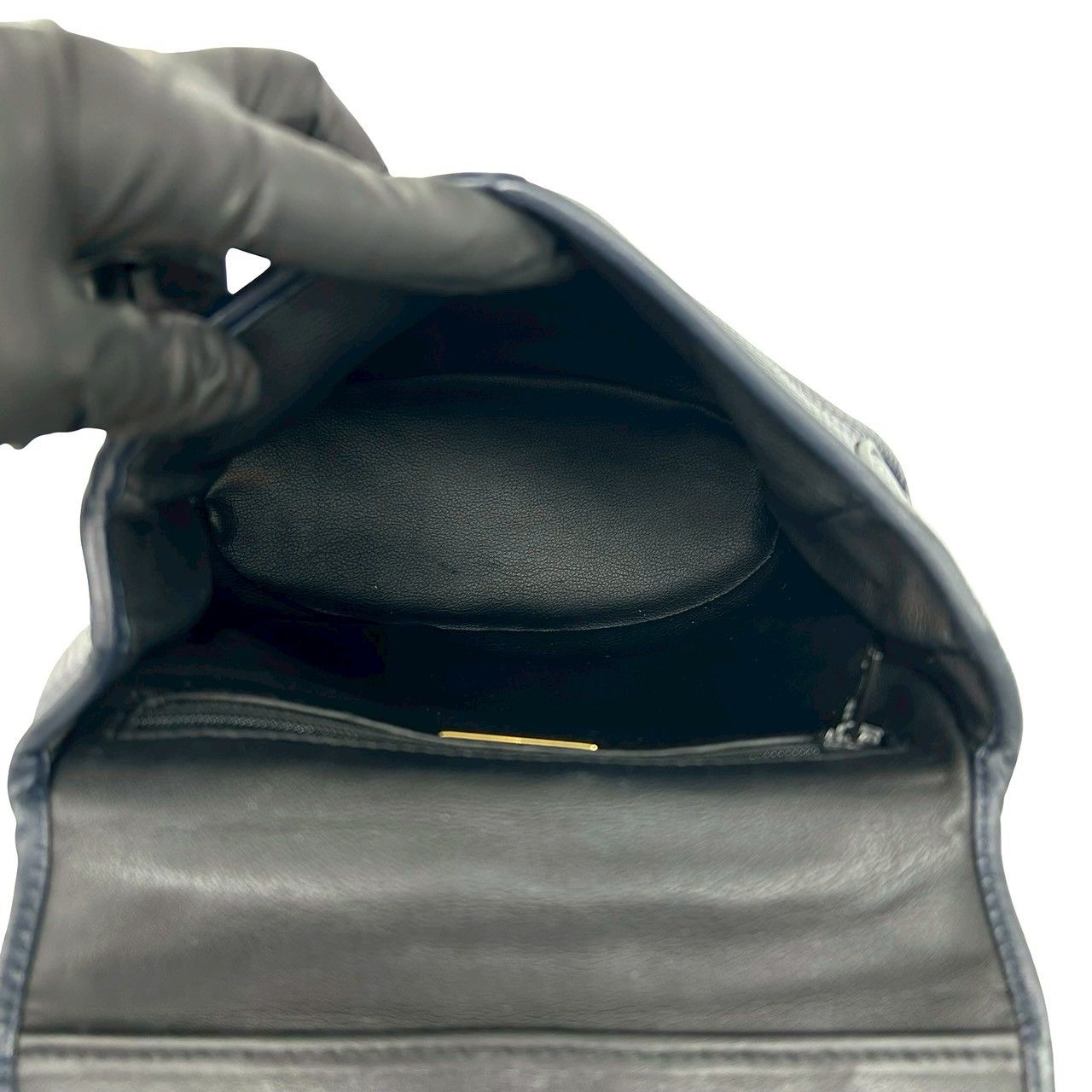 Dior Vintage CD Logo Leather 2-Way Shoulder Bag Navy — view 9