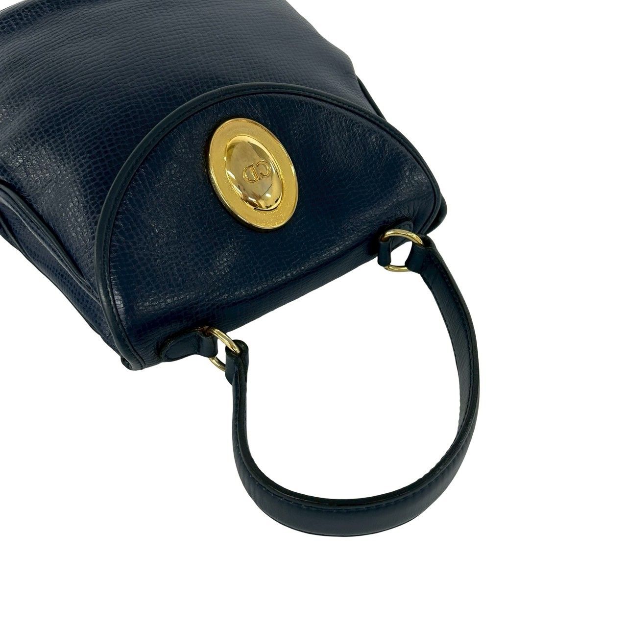 Dior Vintage CD Logo Leather 2-Way Shoulder Bag Navy — view 4