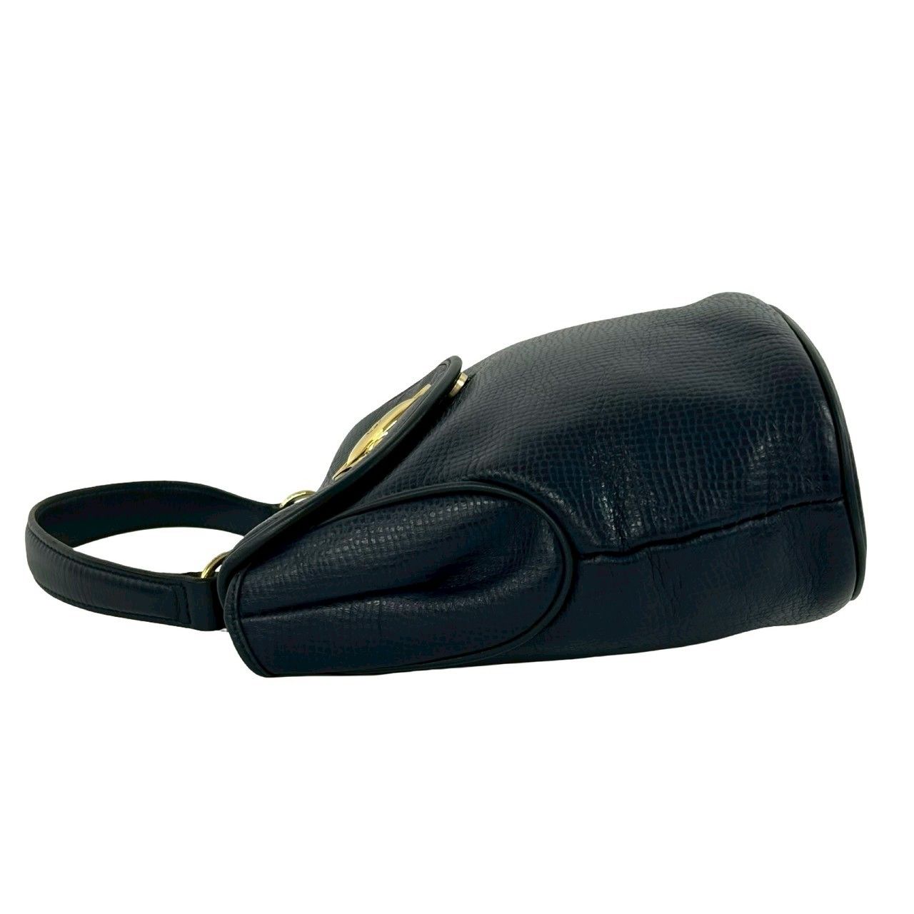 Dior Vintage CD Logo Leather 2-Way Shoulder Bag Navy — view 5
