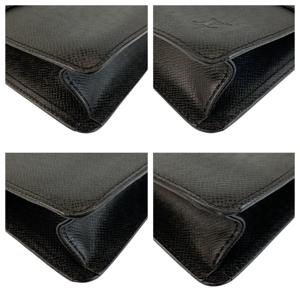Louis Vuitton Taiga Selenga Black Silver Leather Clutch — view 4