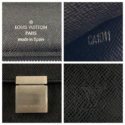 Louis Vuitton Taiga Selenga Black Silver Leather Clutch — view 3