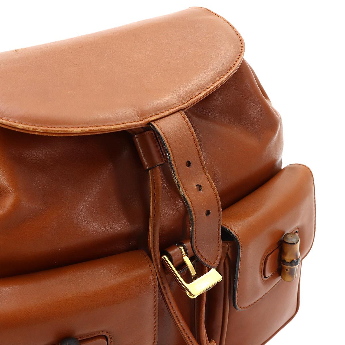 Gucci Bamboo Backpack Leather Brown Gold — view 8