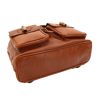 Gucci Bamboo Backpack Leather Brown Gold — view 4