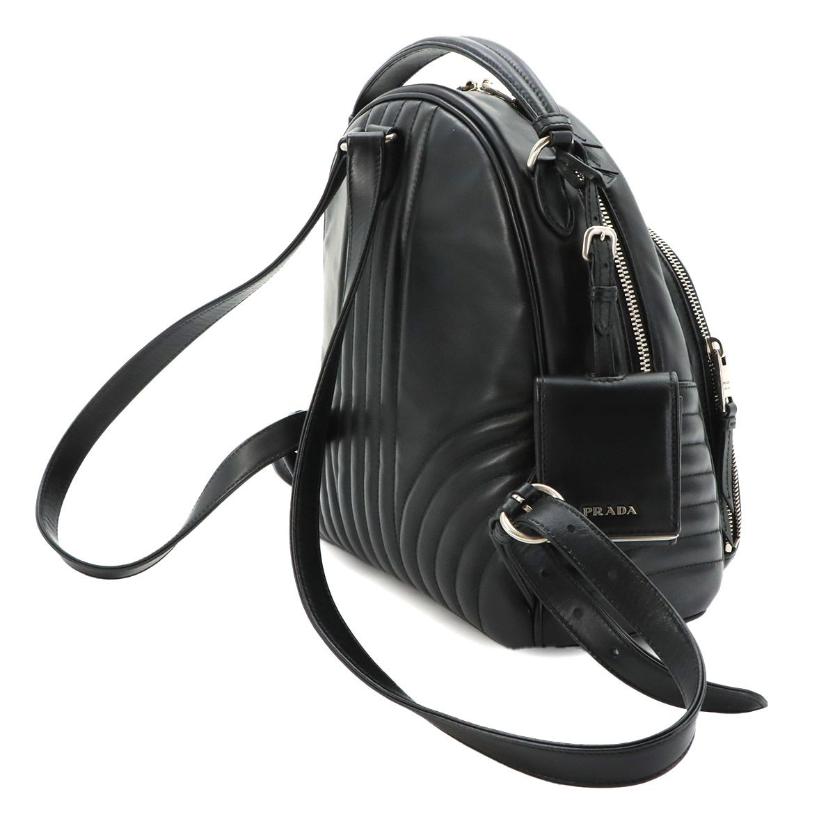 Prada Diagram Backpack Leather Nero — view 4