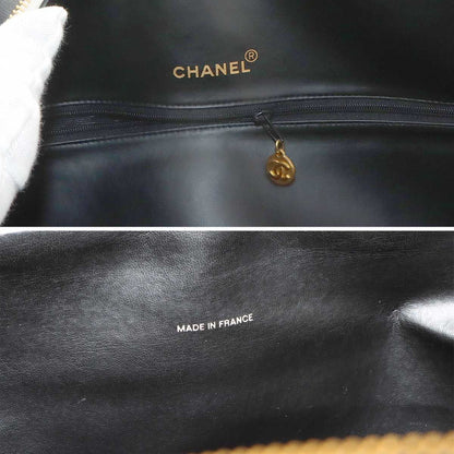 Chanel Quilted Logo Boston Bag Leather Black Vintage Gold — view 8