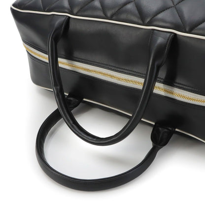 Chanel Quilted Logo Boston Bag Leather Black Vintage Gold — view 5