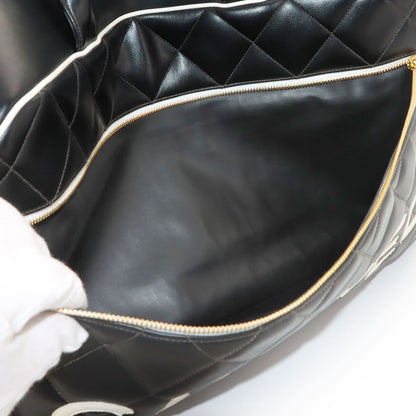 Chanel Quilted Logo Boston Bag Leather Black Vintage Gold — view 7