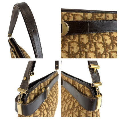 Dior Trotter Beige Brown Gold Canvas Shoulder — view 5
