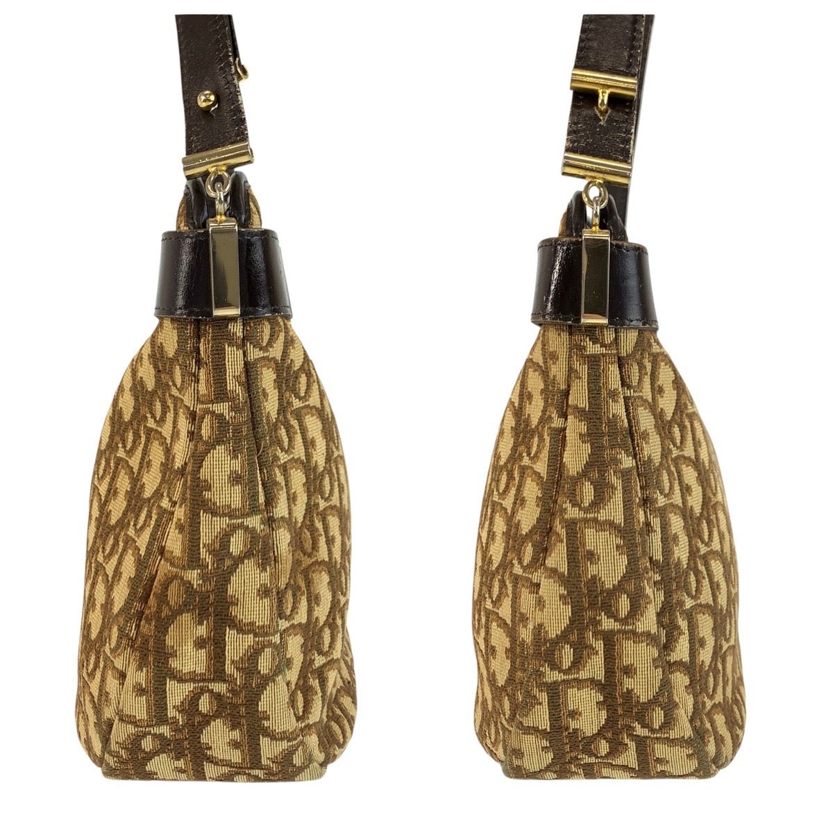 Dior Trotter Beige Brown Gold Canvas Shoulder — view 8