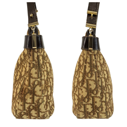 Dior Trotter Beige Brown Gold Canvas Shoulder — view 8