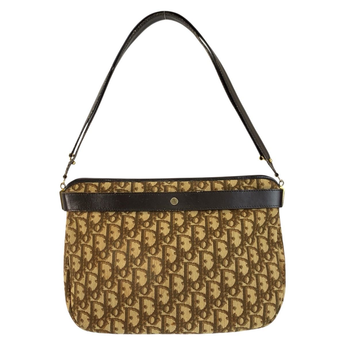 Dior Trotter Beige Brown Gold Canvas Shoulder — view 2