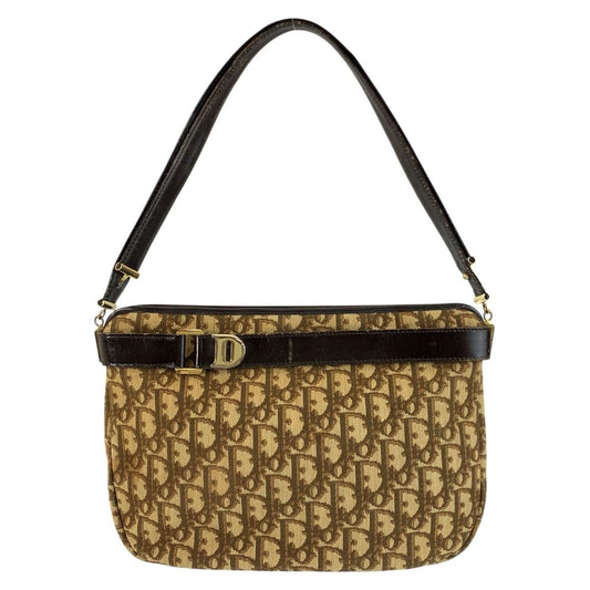Dior Trotter Beige Brown Gold Canvas Shoulder