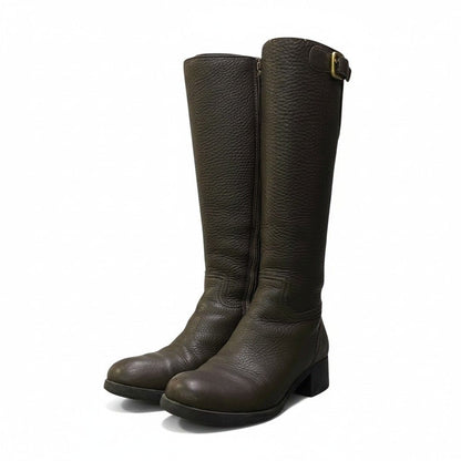 Prada Leather Long Boots Long Jockey 37 Brown