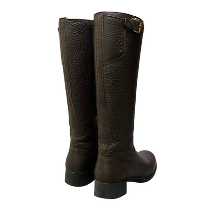 Prada Leather Long Boots Long Jockey 37 Brown — view 4