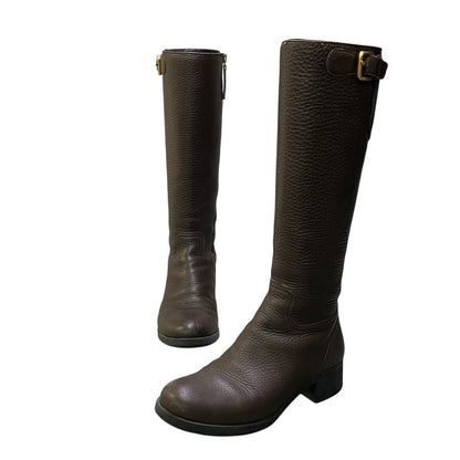 Prada Leather Long Boots Long Jockey 37 Brown — view 5