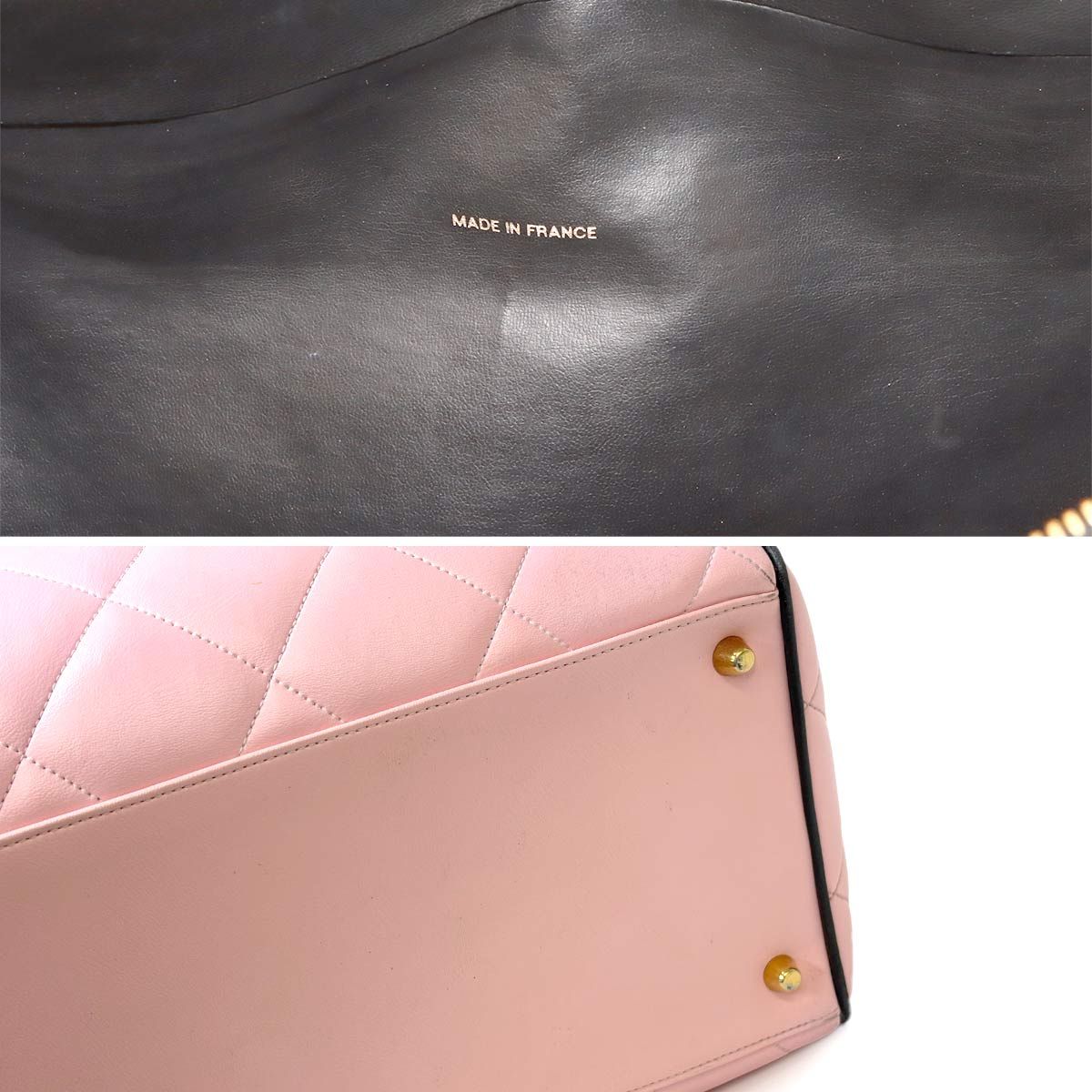 Chanel Quilted Logo Boston Bag Calfskin Pink Vintage Gold — view 9