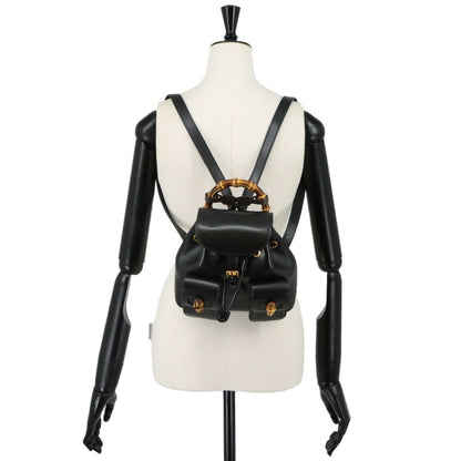 Gucci Bamboo Backpack Leather Black Gold — view 9