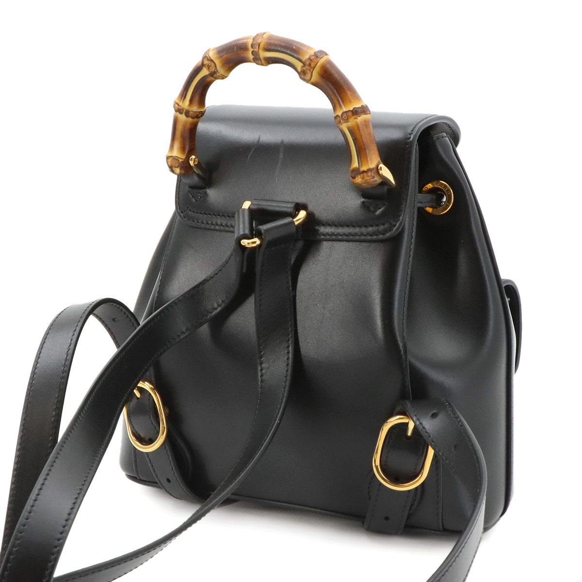 Gucci Bamboo Backpack Leather Black Gold — view 8