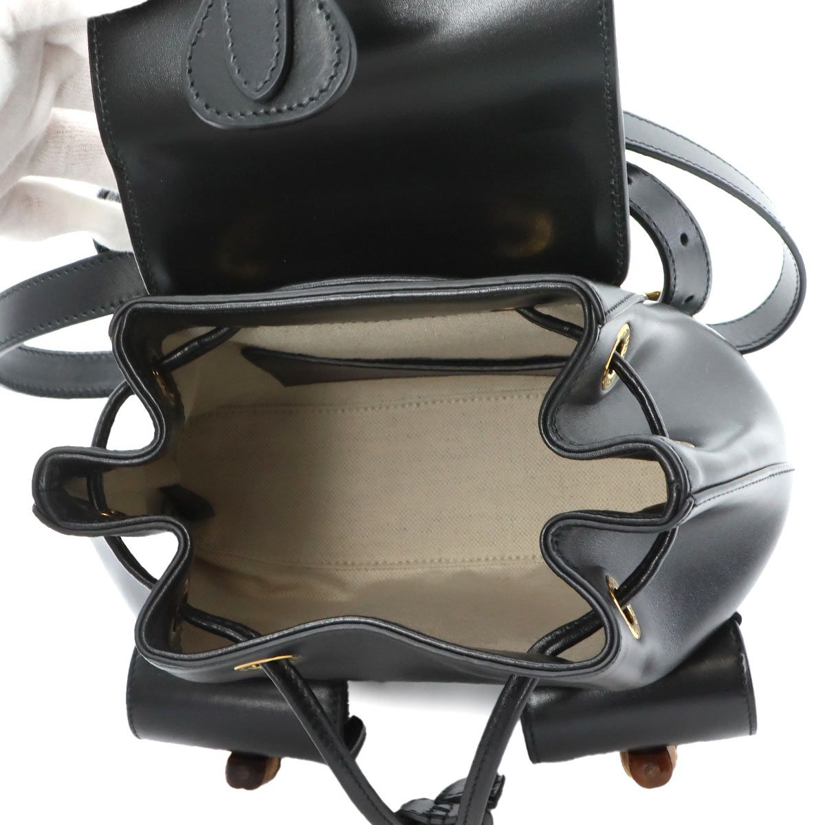 Gucci Bamboo Backpack Leather Black Gold — view 6