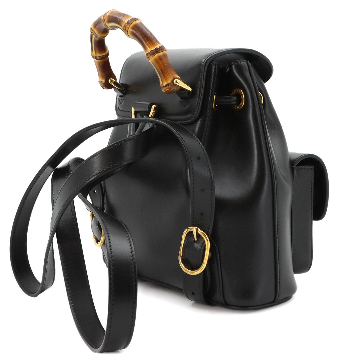 Gucci Bamboo Backpack Leather Black Gold — view 3