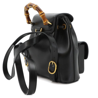 Gucci Bamboo Backpack Leather Black Gold — view 3