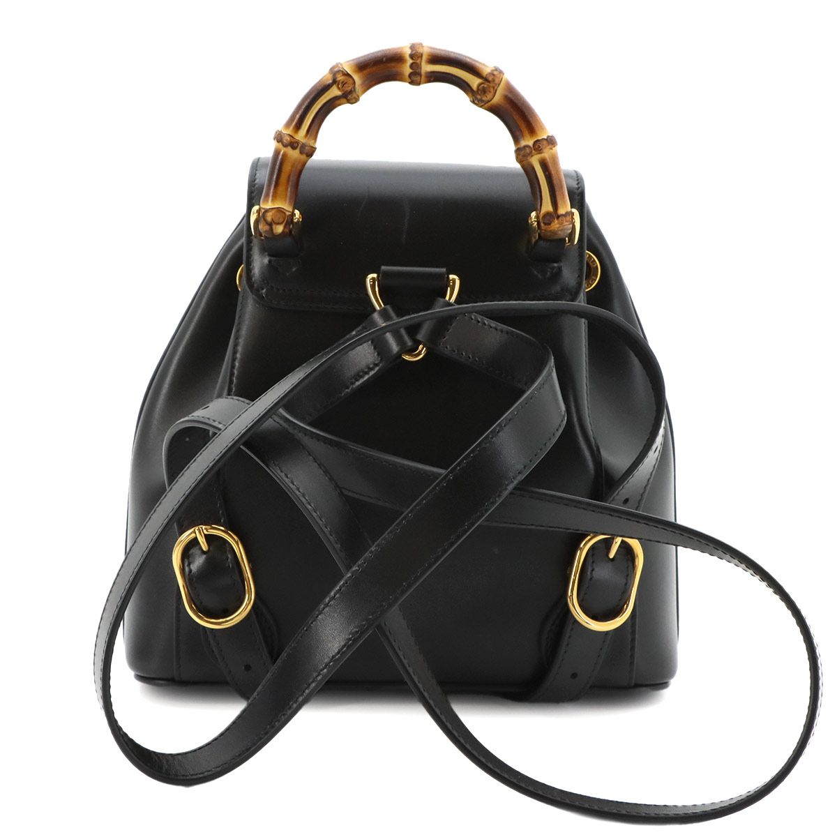 Gucci Bamboo Backpack Leather Black Gold — view 2