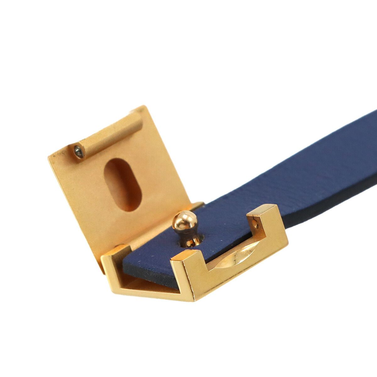 Hermes Medallion Infini Double Tour Reversible Bracelet Swift Blue Brighton — view 4