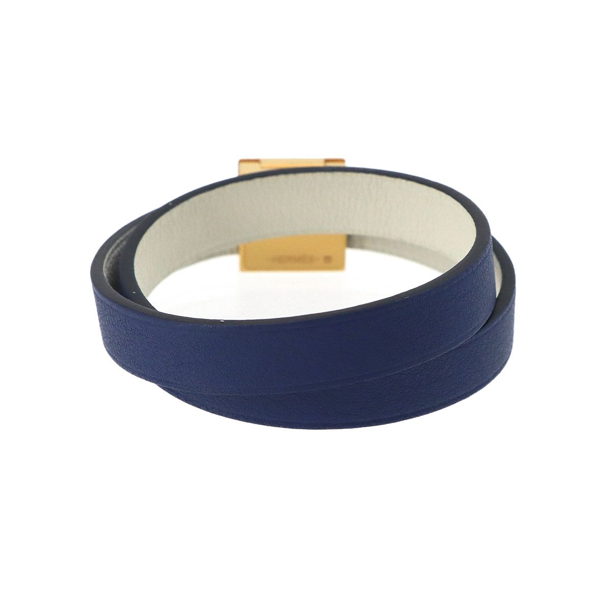 Hermes Medallion Infini Double Tour Reversible Bracelet Swift Blue Brighton — view 2