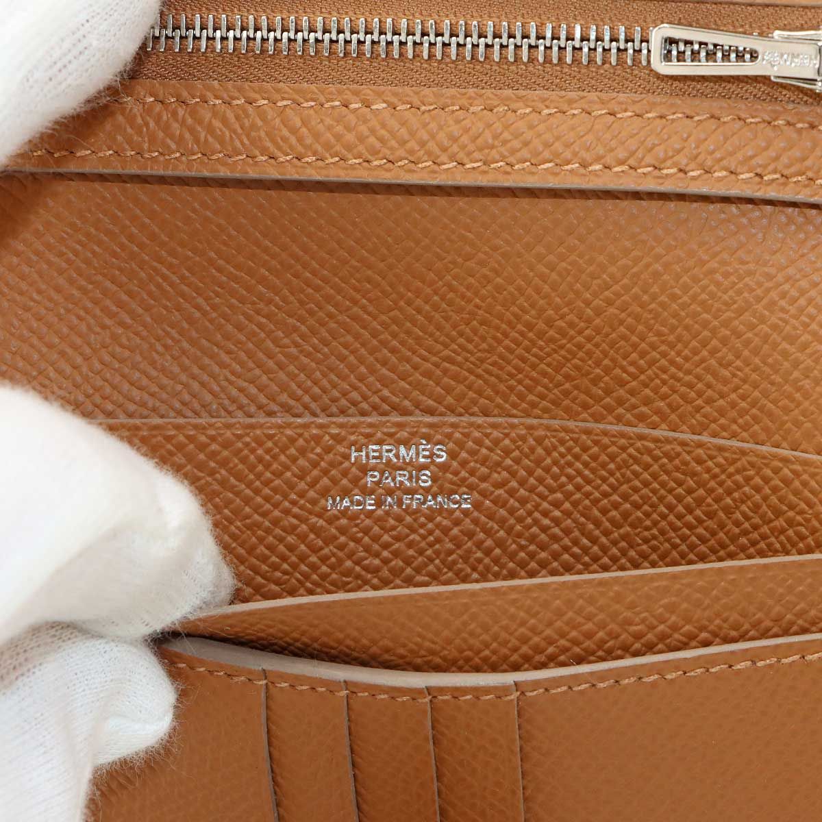 Hermes Bearn Compact Verso Bifold Wallet Epsom Cles Gold Silver — view 9