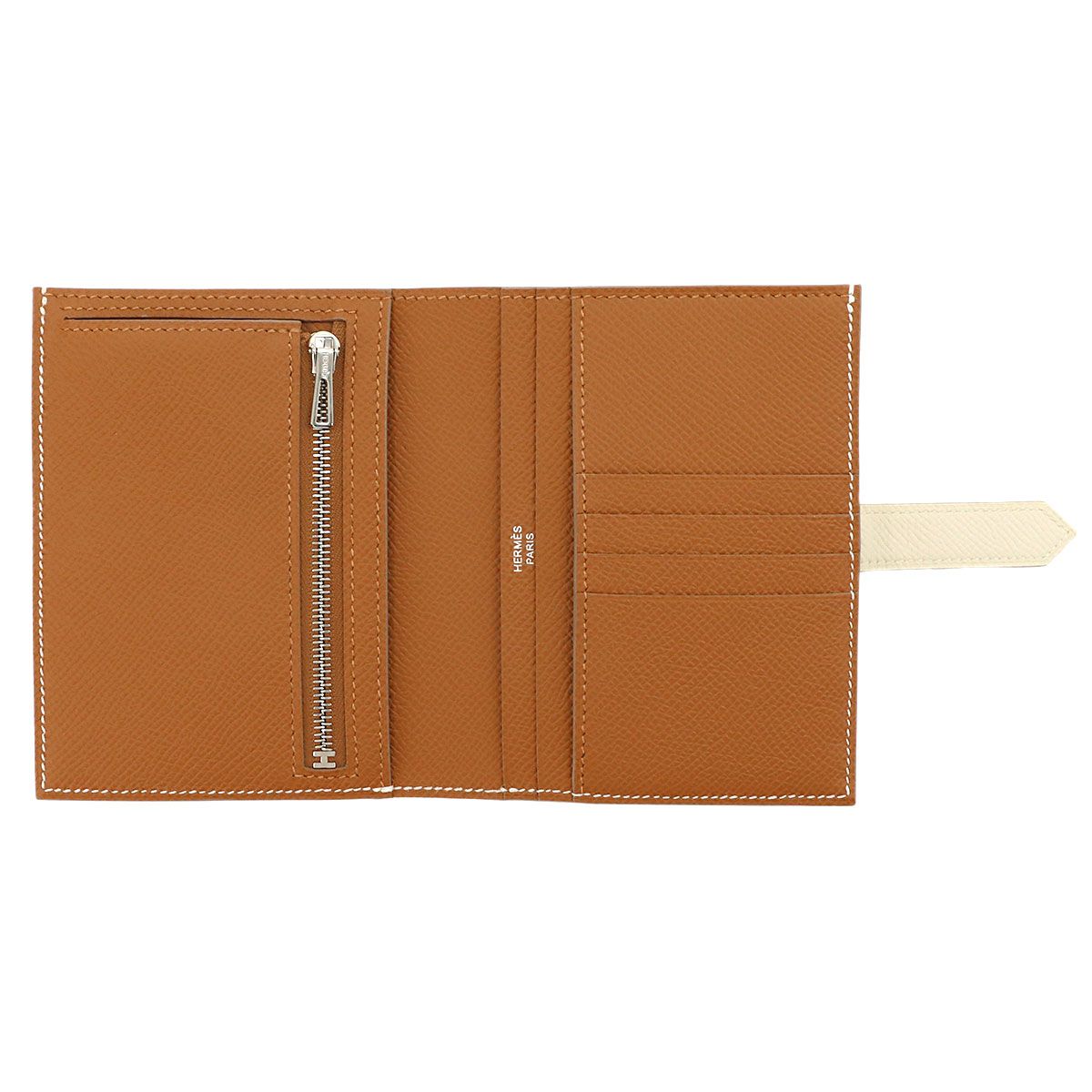 Hermes Bearn Compact Verso Bifold Wallet Epsom Cles Gold Silver — view 6