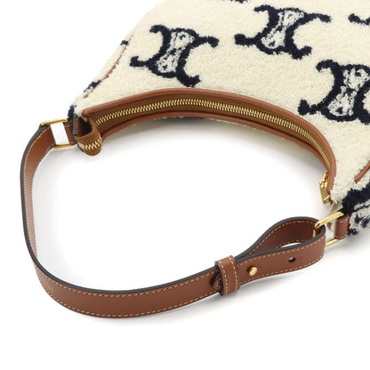 Celine Triomphe Ava Shoulder Bag Pile Leather Ivory Black Brown — view 6