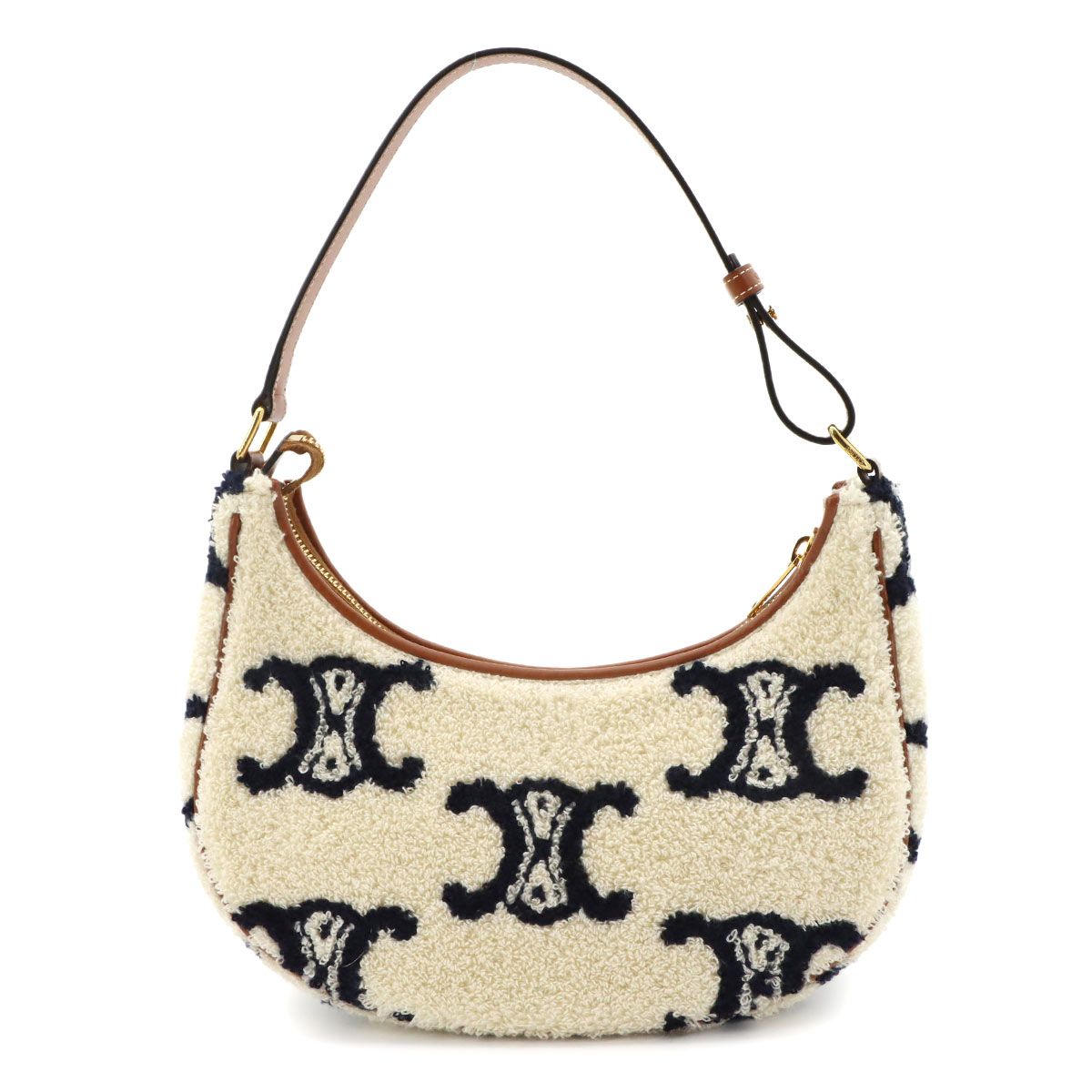 Celine Triomphe Ava Shoulder Bag Pile Leather Ivory Black Brown — view 3