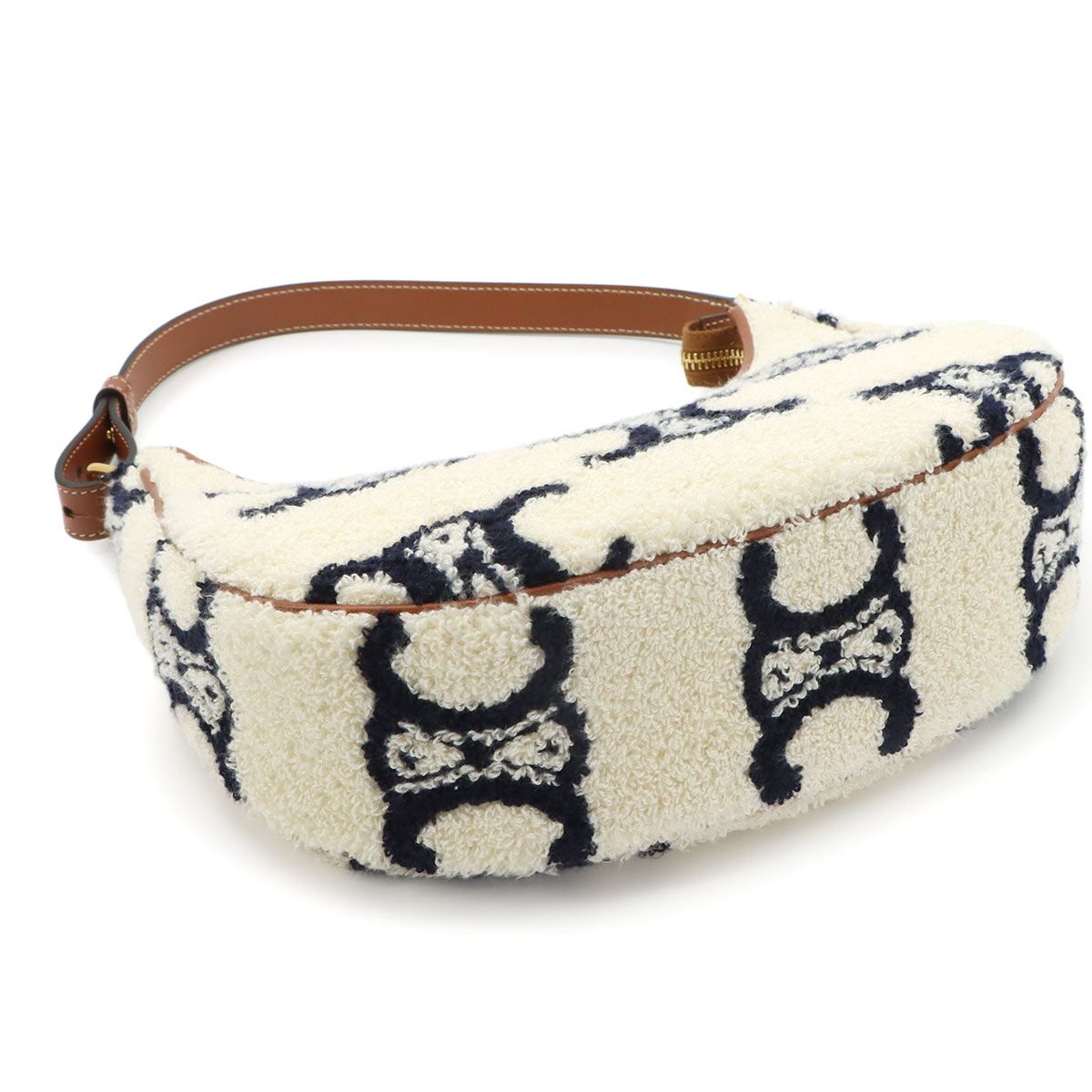 Celine Triomphe Ava Shoulder Bag Pile Leather Ivory Black Brown — view 5