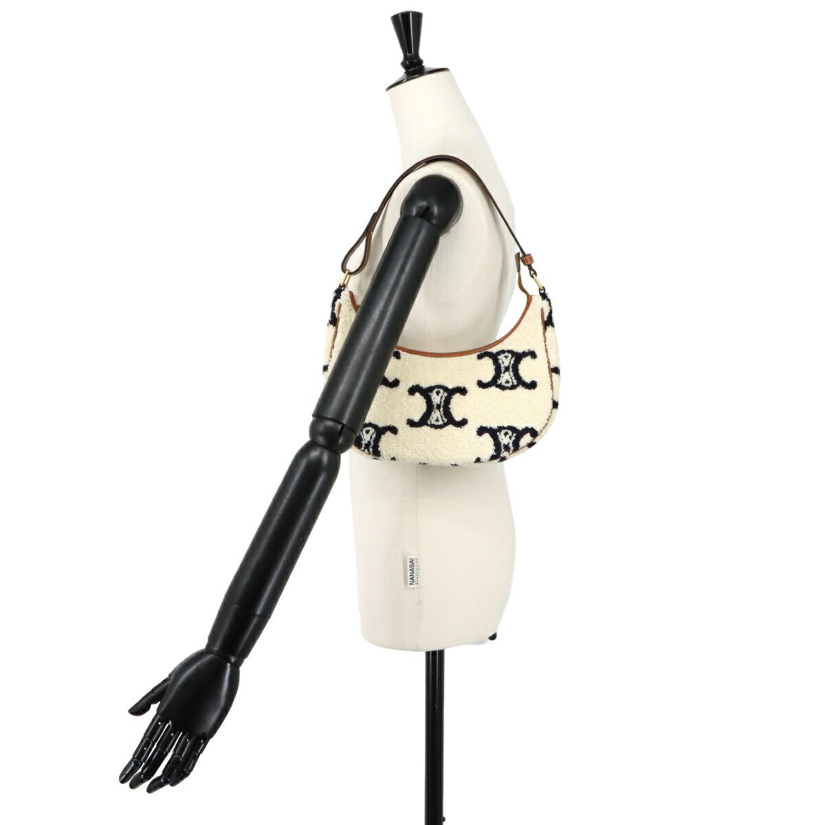 Celine Triomphe Ava Shoulder Bag Pile Leather Ivory Black Brown — view 9