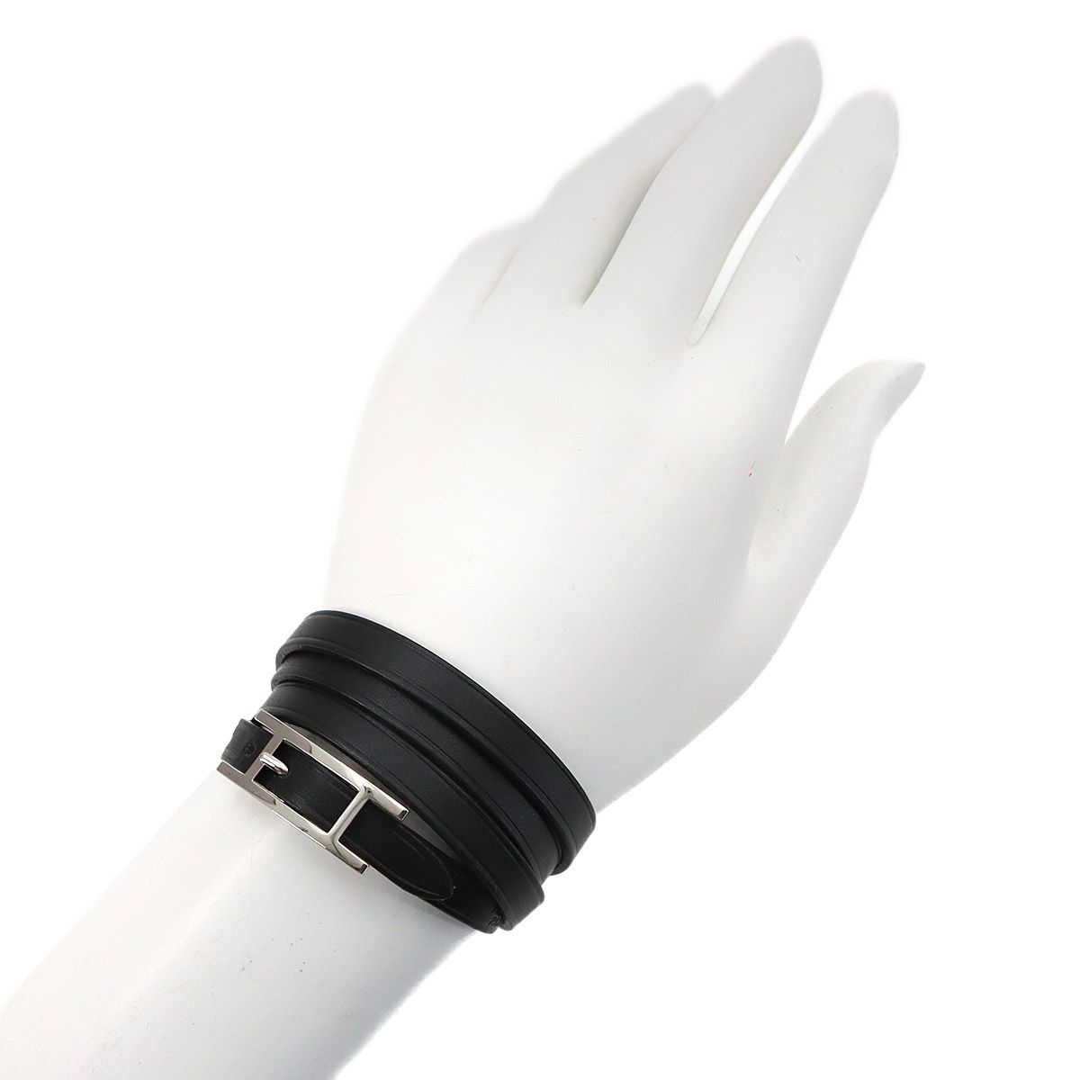 Hermes Hapi 3 Bracelet Swift Black Silver — view 9