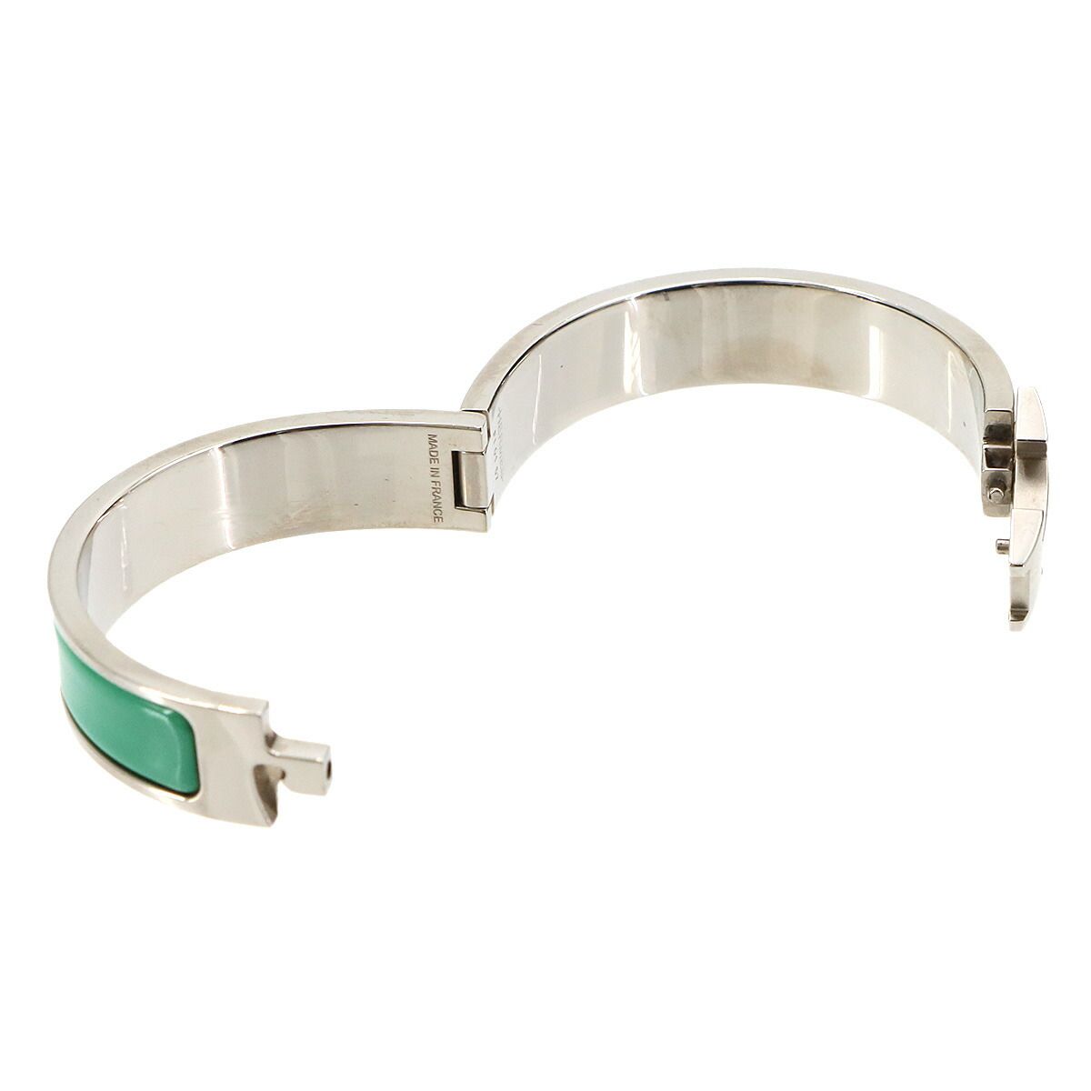 Hermes Clic PM Bangle Green Silver Bracelet — view 4