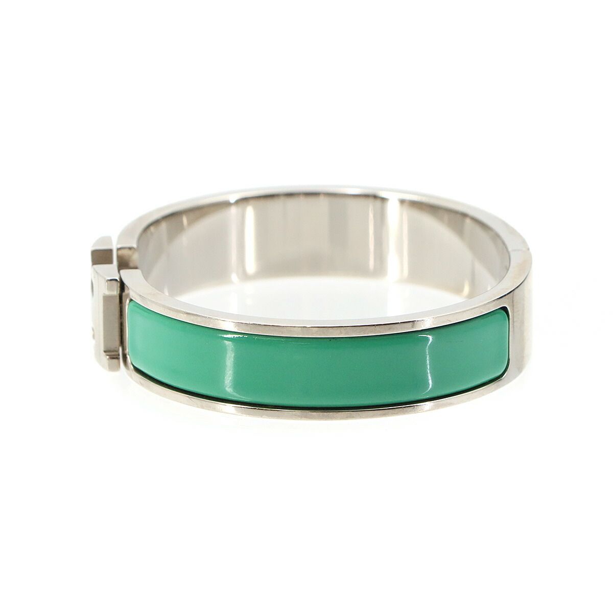 Hermes Clic PM Bangle Green Silver Bracelet — view 3