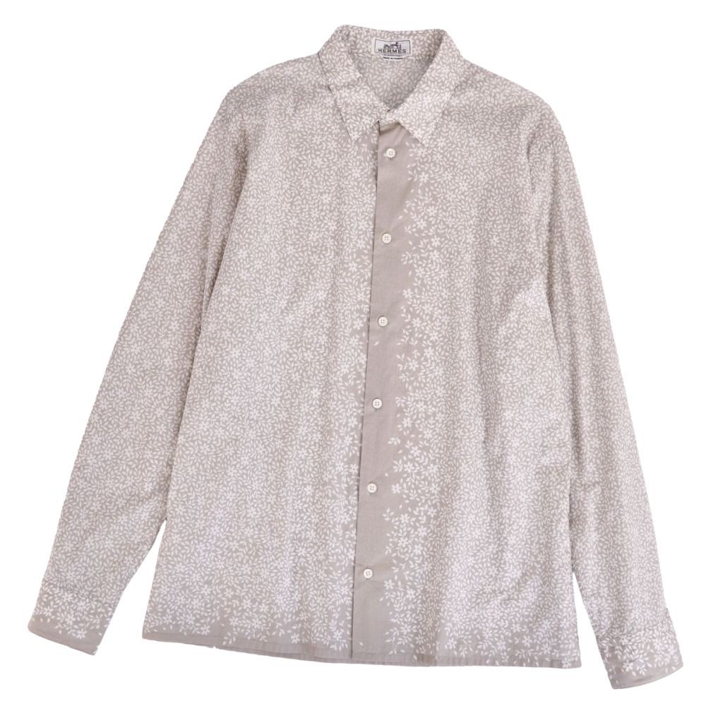 Hermes Shirt Long Sleeve All Over Pattern Cotton