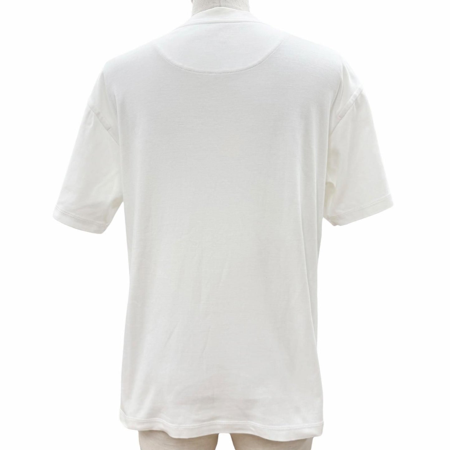 Hermes Cotton 100% V-neck Embroidery Chest Pocket Short Sleeve T-Shirt White 34 — view 4