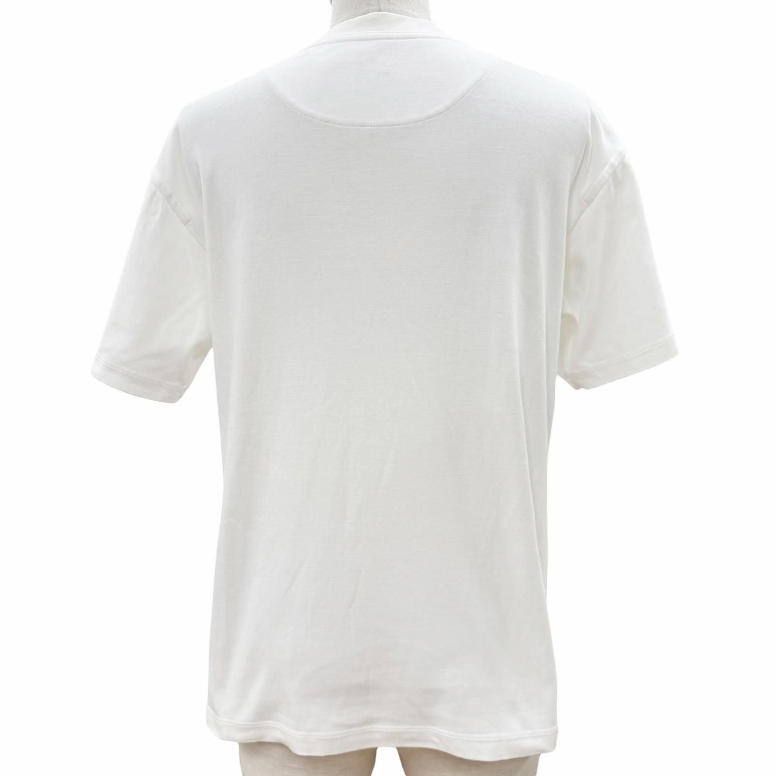 Hermes Cotton 100% V-neck Embroidery Chest Pocket Short Sleeve T-Shirt White 34 — view 4