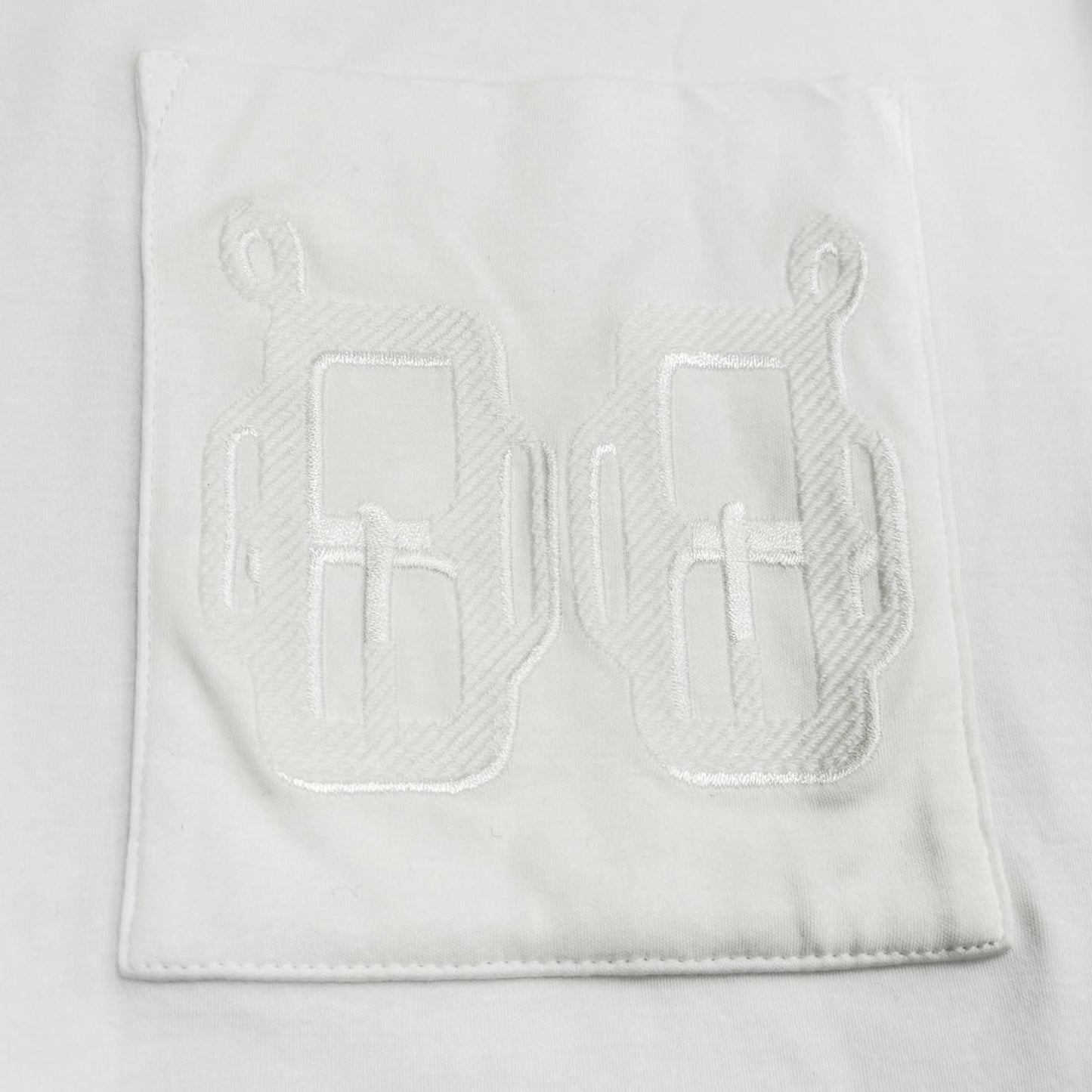 Hermes Cotton 100% V-neck Embroidery Chest Pocket Short Sleeve T-Shirt White 34 — view 5