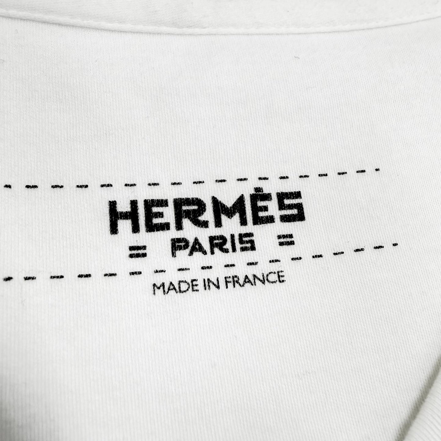 Hermes Cotton 100% V-neck Embroidery Chest Pocket Short Sleeve T-Shirt White 34 — view 6